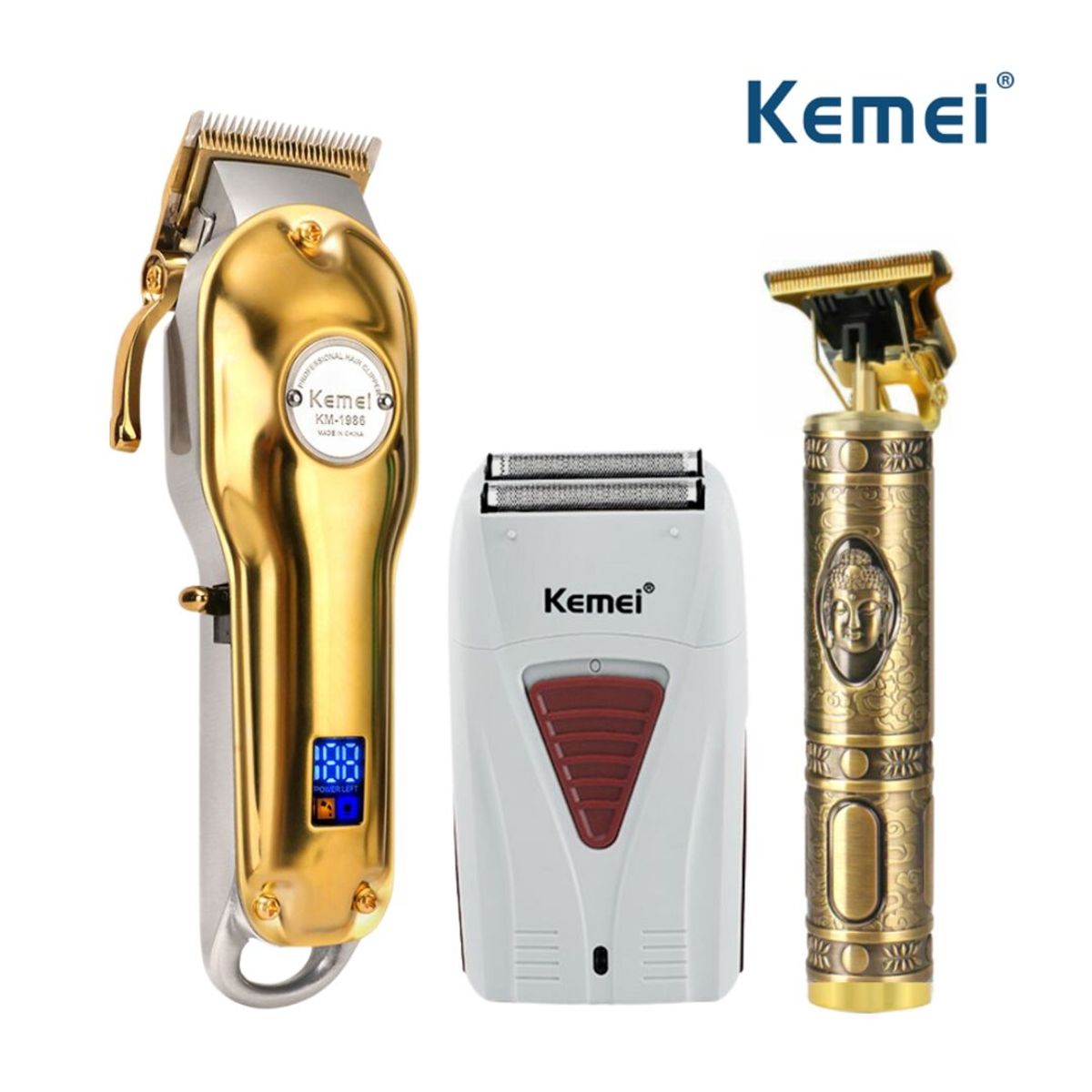OEM - Combo Cortadora Kemei 1986 + Shaver Kemei 3382 + Trimmer Buda