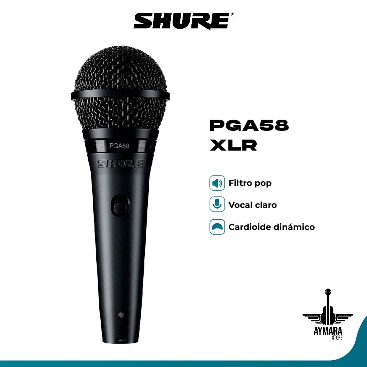 SHURE - SHURE PGA58-XLR MICROFONO DE MANO CON CABLE