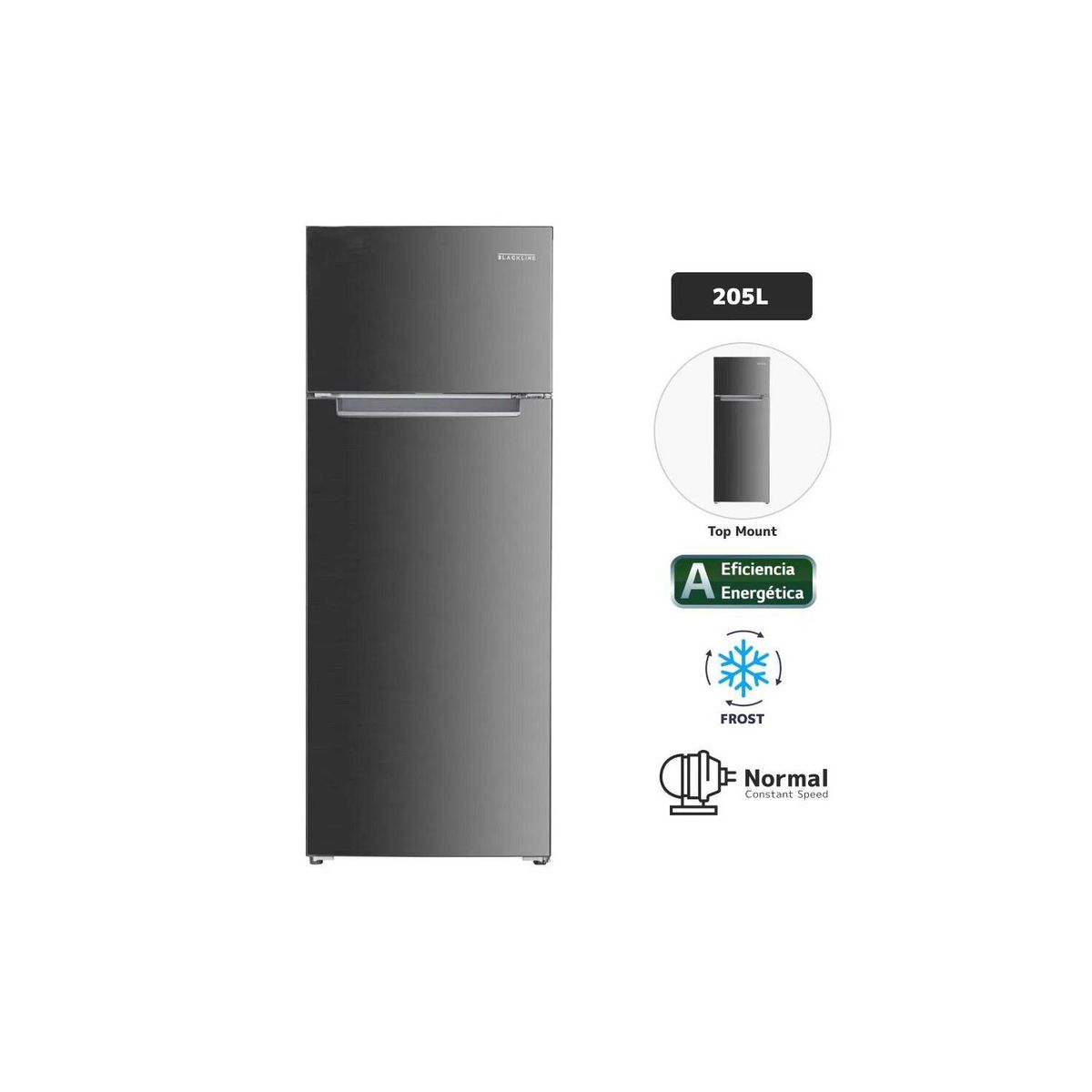 BLACKLINE - REFRIGERADORA BLACKLINE 2 PUERTAS 205L INOX EUROFROST