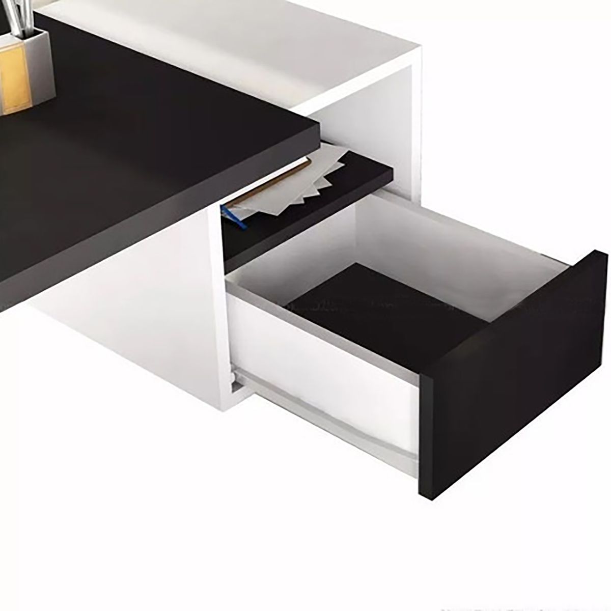 VILLA HOGAR - Escritorio flotante Italy - blanco con negro