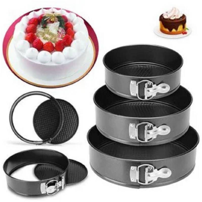 GENERICO - Set de 3 Moldes de Keke para Repostería Antiadherente Circular