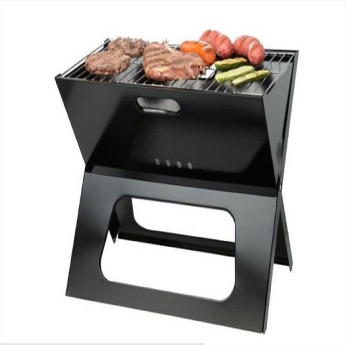 GENERICO - Parrillera Parrilla Portatil Plegable A Carbon 45x30cm