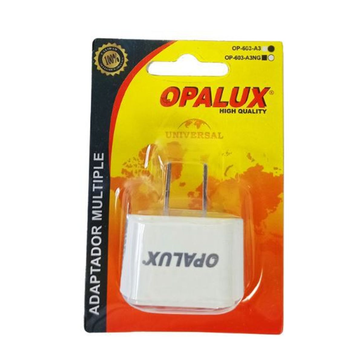 OPALUX - Adaptador Enchufe con Toma Tierra Espiga Plana OP-603-A3NG OPALUX