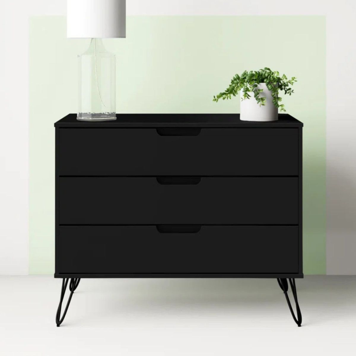 VENTITAS HOME - Cómoda Consola Contemporánea Loreanna 3 Cajones Ventitas Home Negro