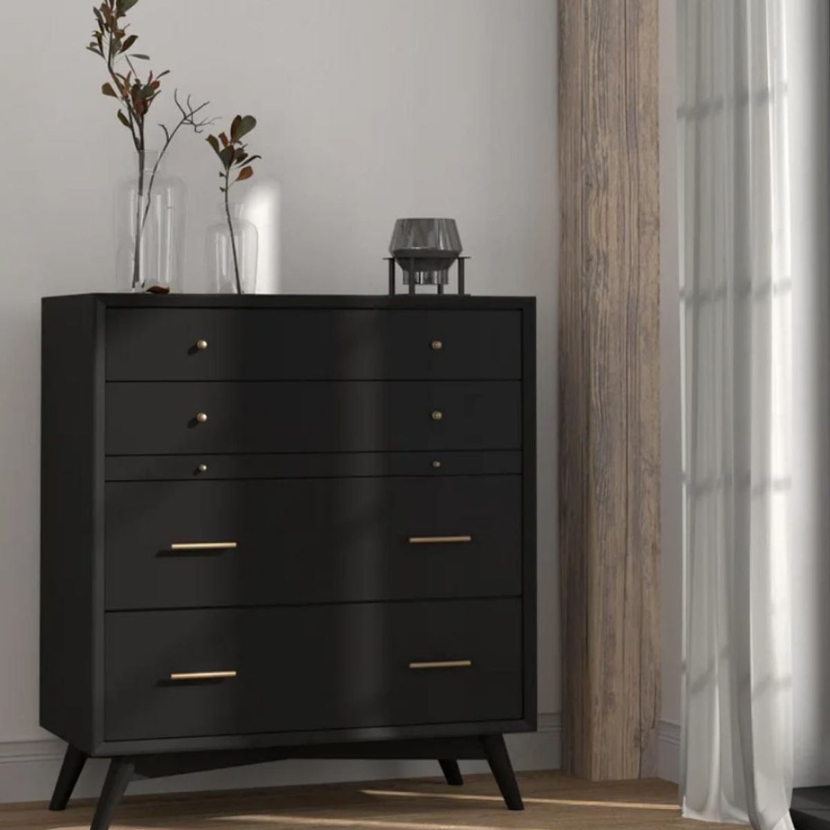 VENTITAS HOME - Cómoda Nórdica Ralena 5 Cajones Ventitas Home Negro