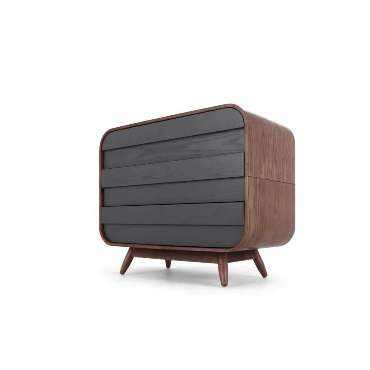 YOLODECORO - Cómoda 3 Cajones Esme Fresno Oscuro y Gris