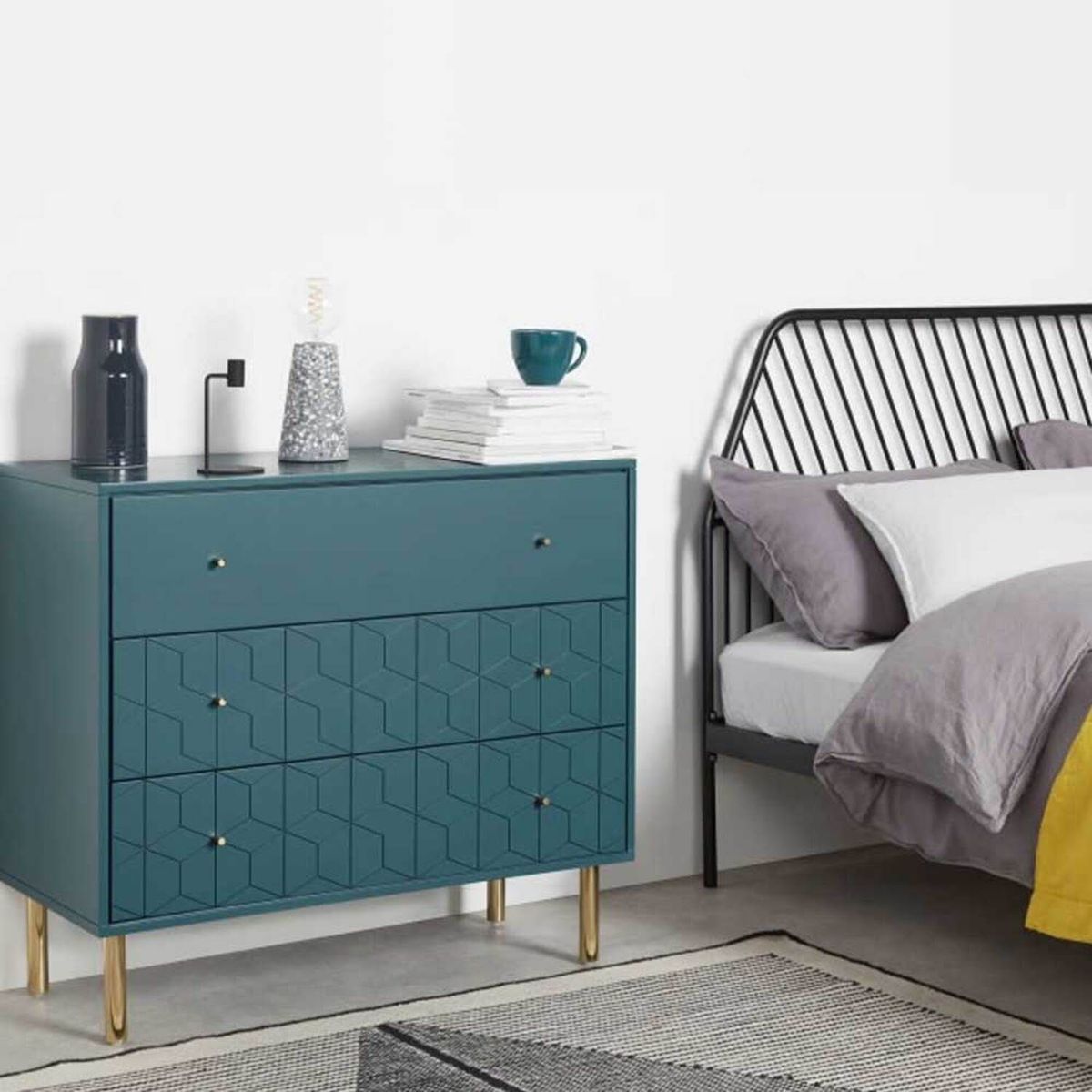 YOLODECORO - Cómoda 3 Cajones Hedra Azul