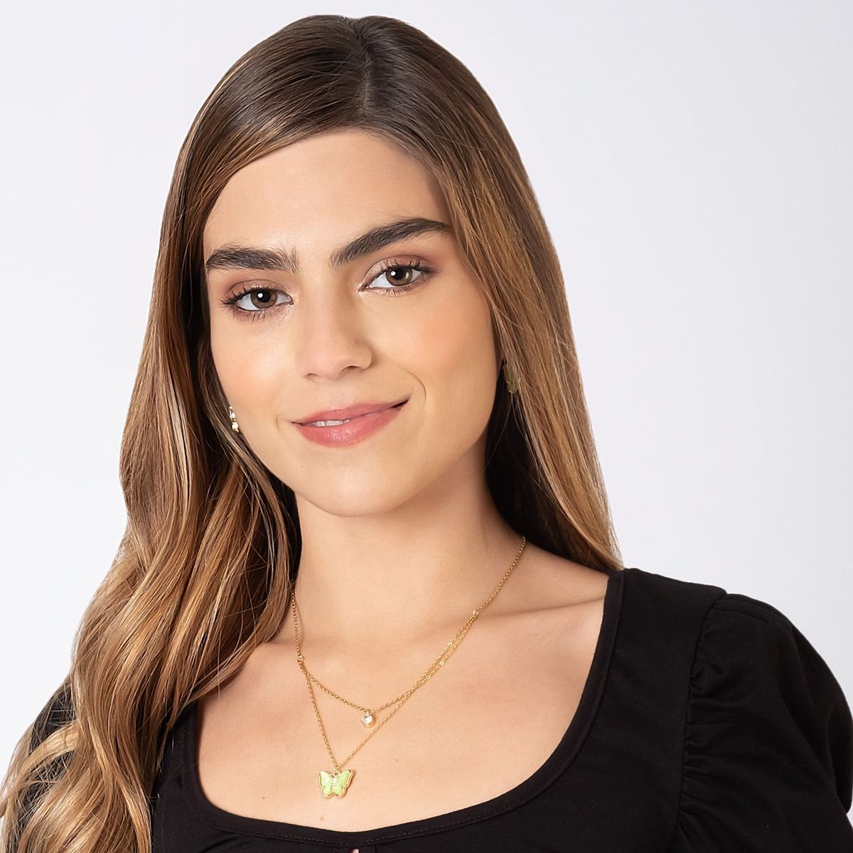 GENERICO - Collar con Dije  Aretes en Forma de Mariposa Verde