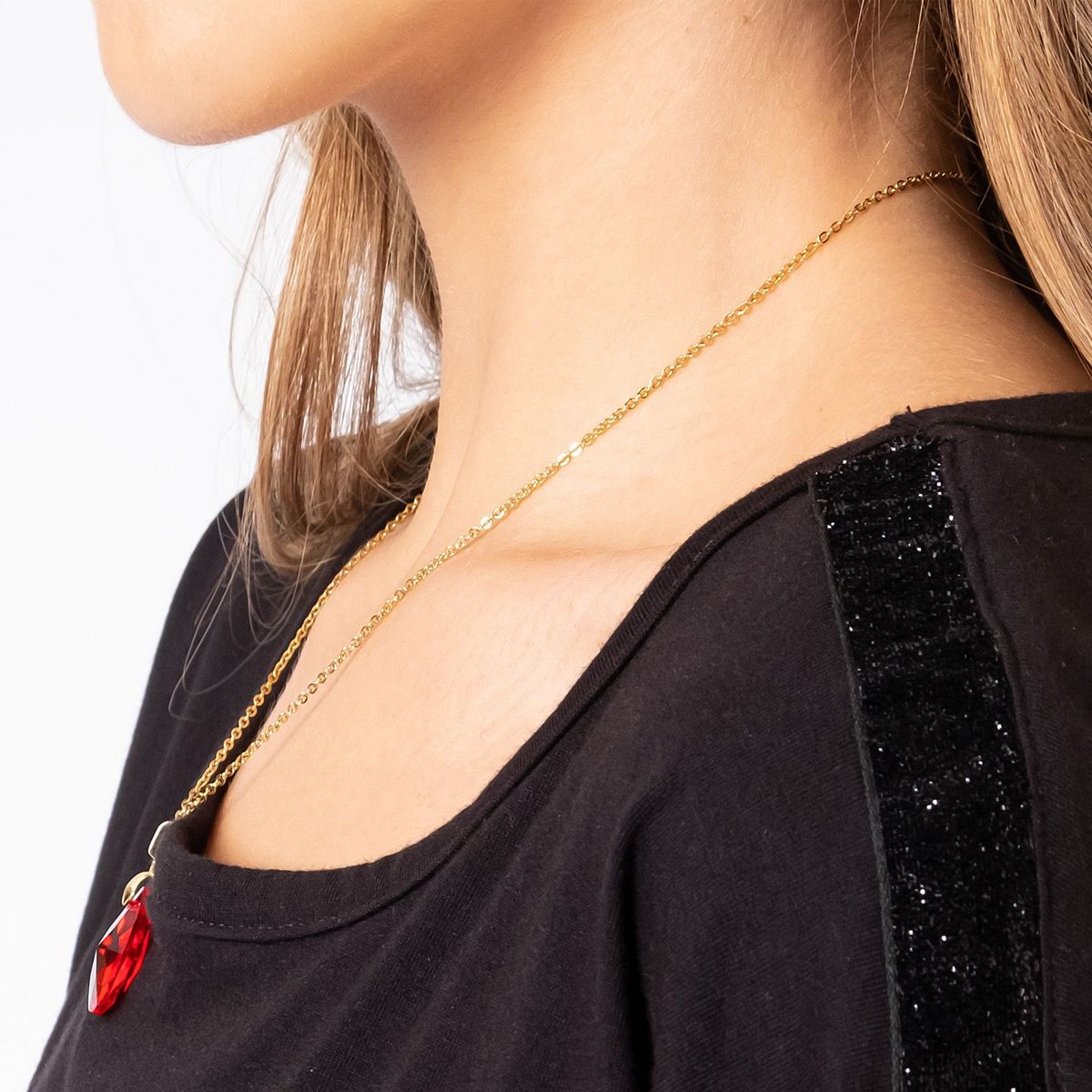 GENERICO - Collar con Dije  Aretes en Forma de Gota Rojo