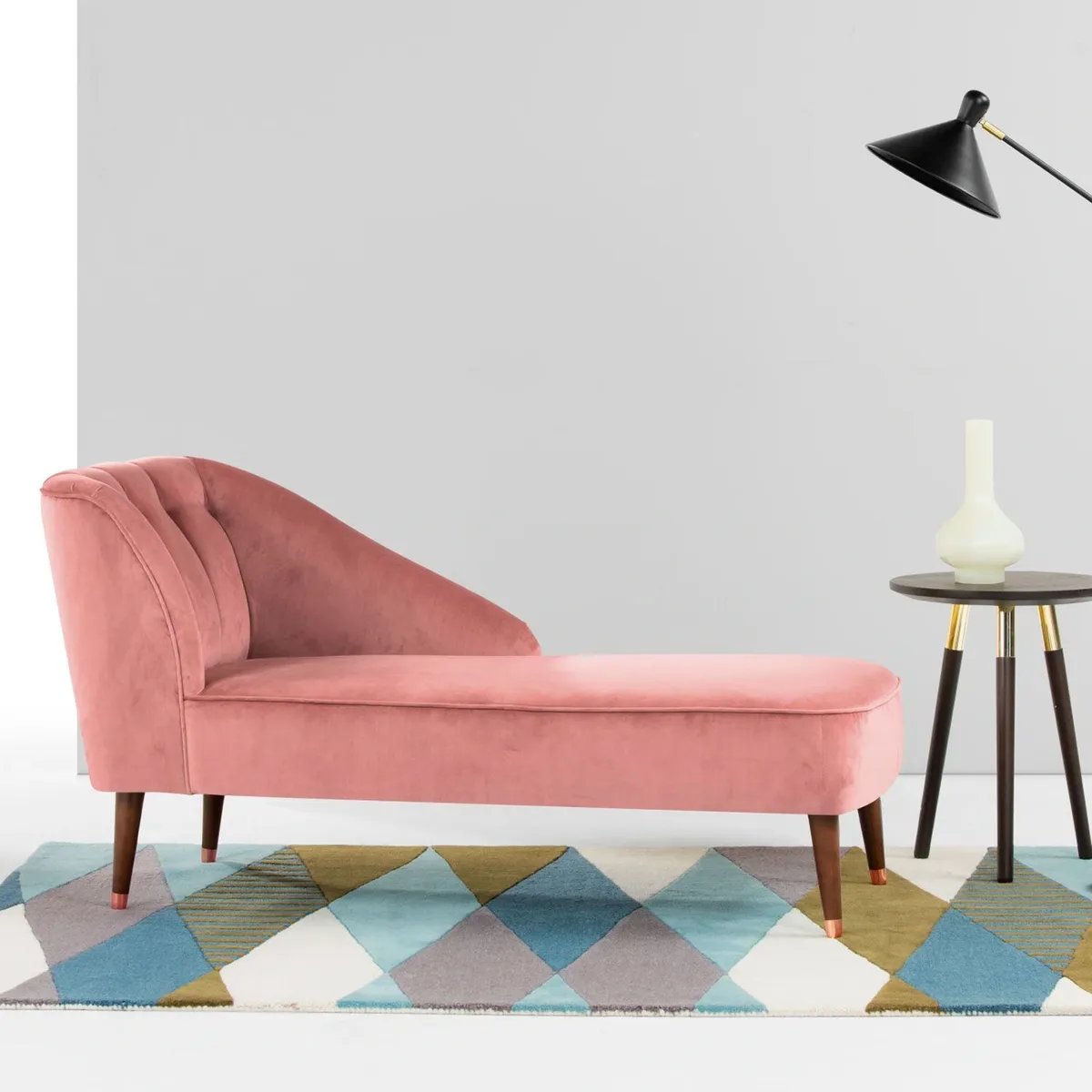 YOLODECORO - Chaise Longue Derecho Margot 2 Cuerpos Rosa Envejecido
