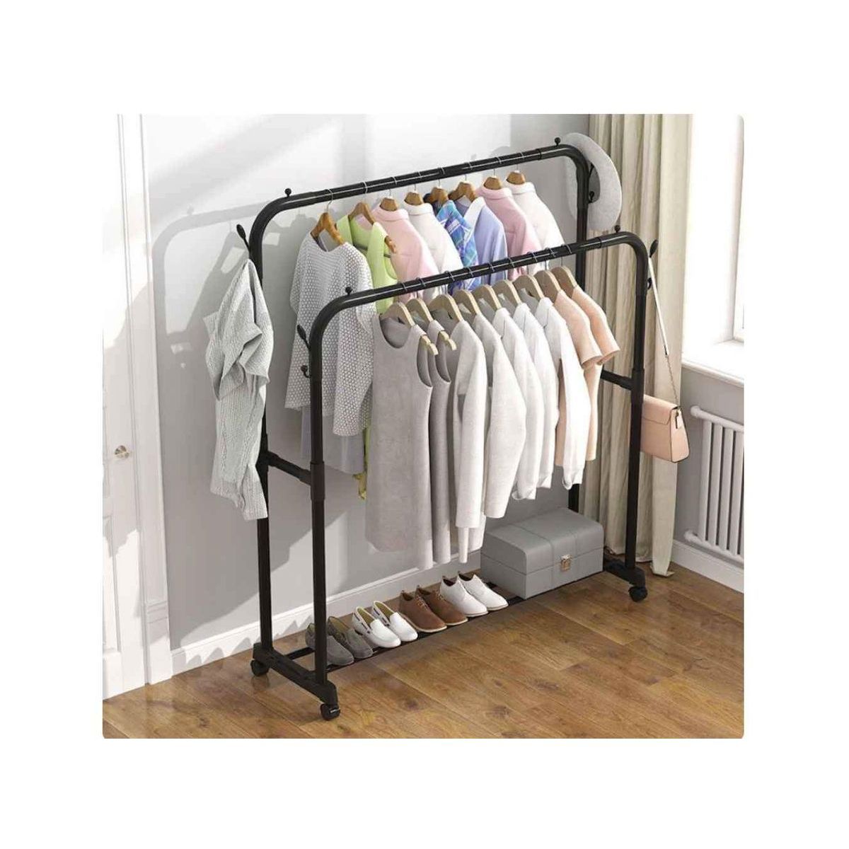 GRETAIL - Perchero Colgador Organizador Ropa Doble Negro