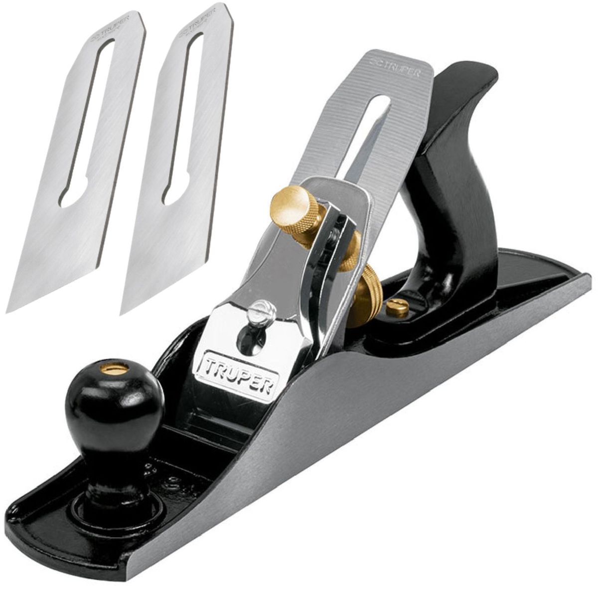 TRUPER - Cepillo garlopa para carpintero # 5 estriado, 2 cuchillas Truper