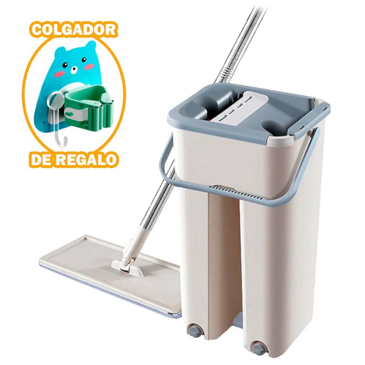 SASHIJA - Trapeador Mágico Mediano BG Y Colgador Escobas N60 Oso CL