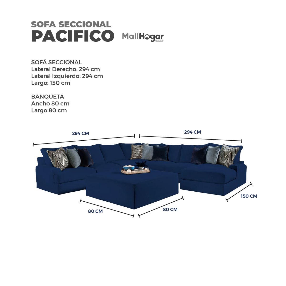 GENERICO - Seccional Pacífico Azul + 1 Banqueta