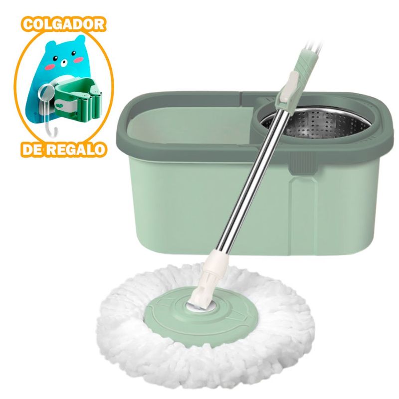 SASHIJA - Balde Trapeador Cuadrado VD Y Colgador Escobas N60 Oso CL