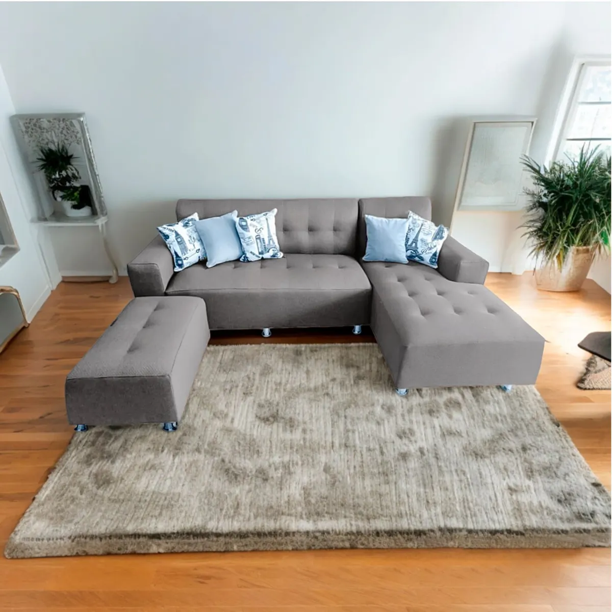 GENERICO - Seccional Londres Gris Plata + 1 Banqueta