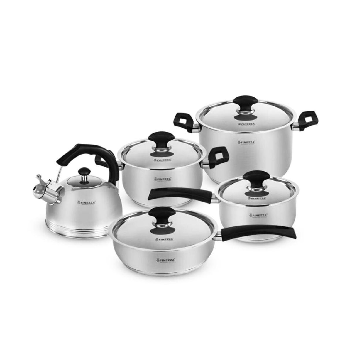FINEZZA - Juego de Ollas FINEZZA de Acero Inoxidable 10 Piezas FZ-1060TG-IN