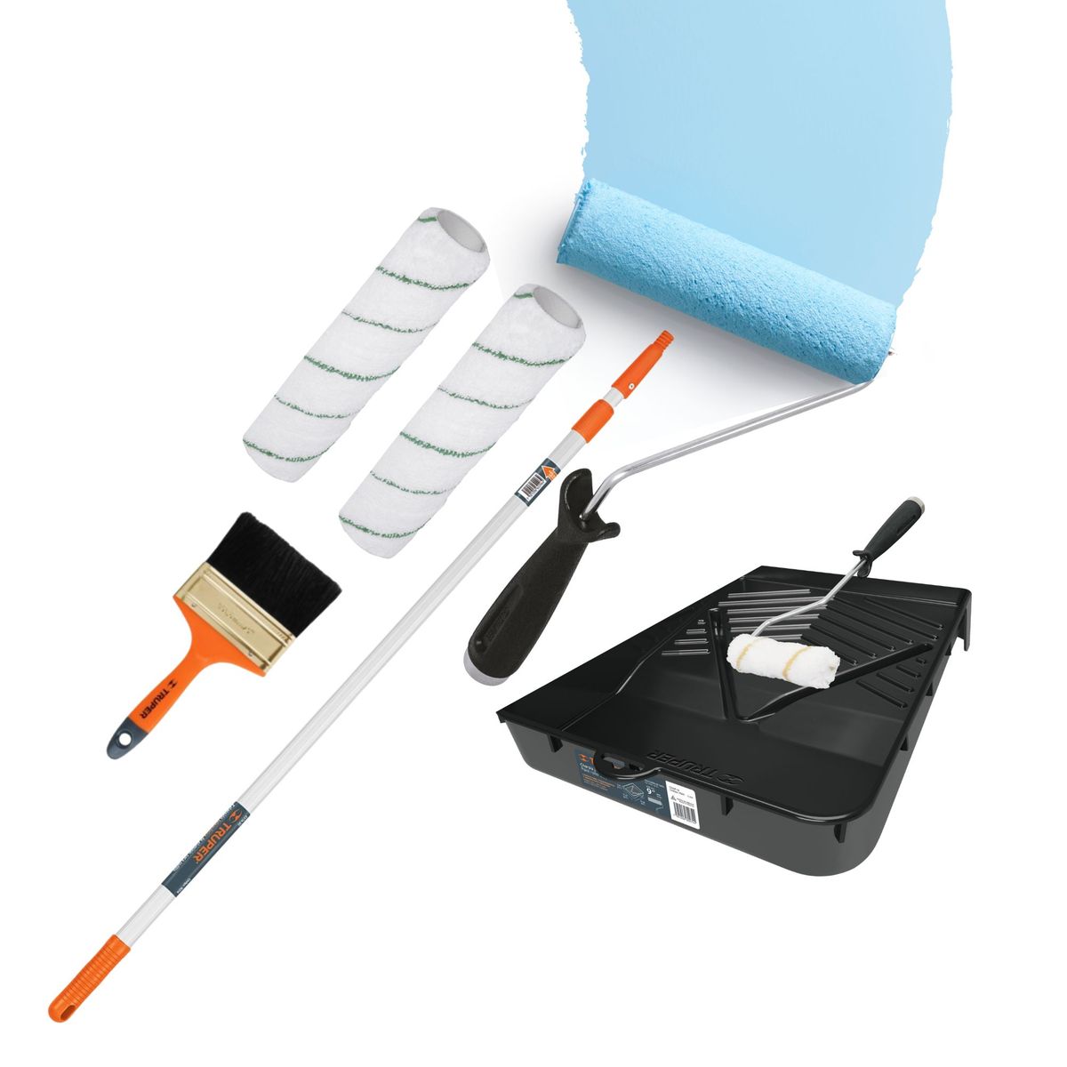 TRUPER - Combo Rodillo para pintar, extension paint Roller TRUPER  kit completo