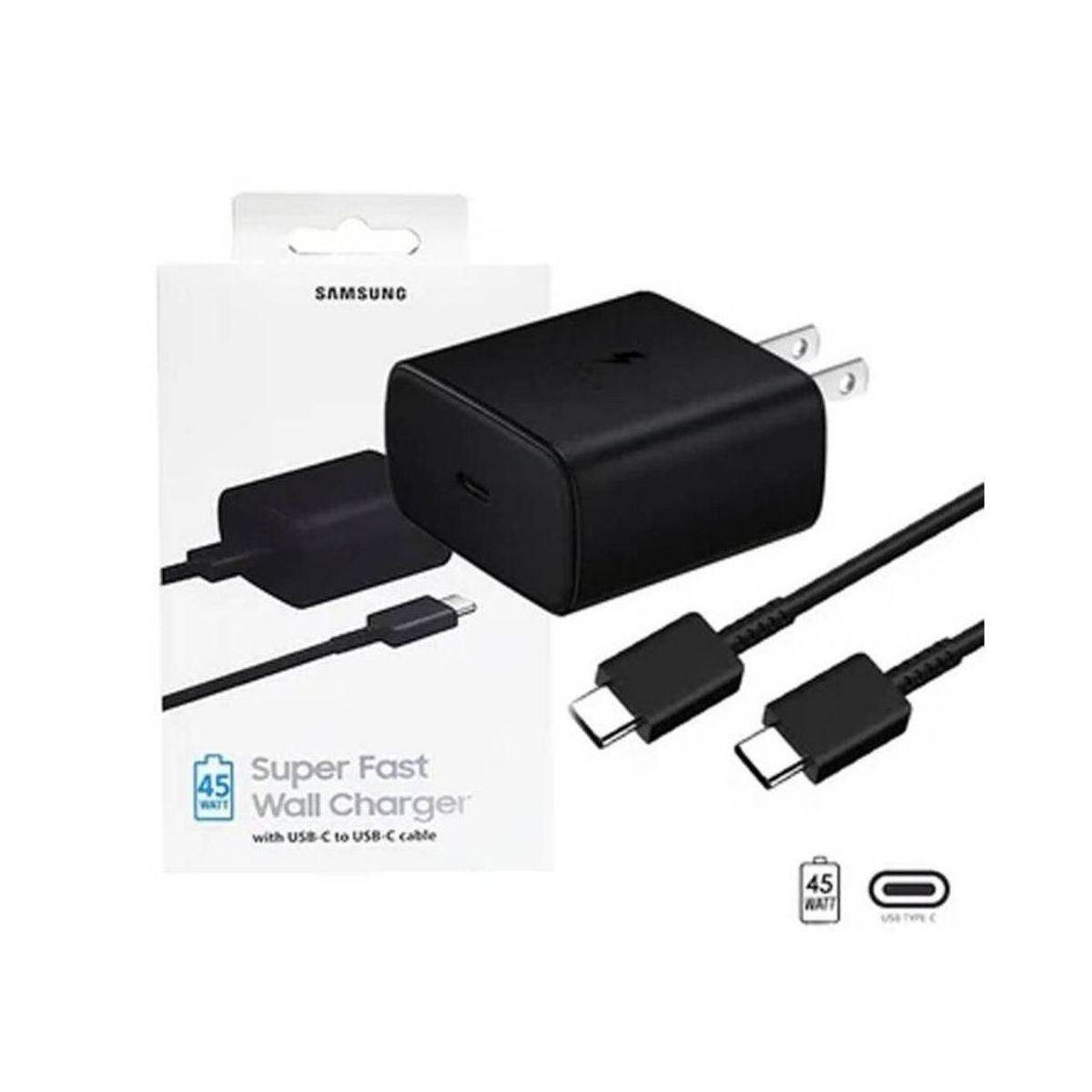 SAMSUNG - Cargador Samsung 45W EP-TA845 Cable USB-C to USB-C  Negro