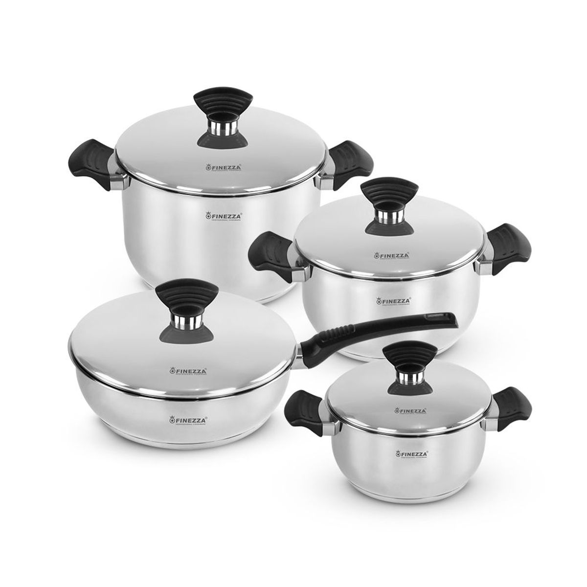FINEZZA - Ollas de acero Inox Finezza FZ-1004TS-IN 8 Piezas