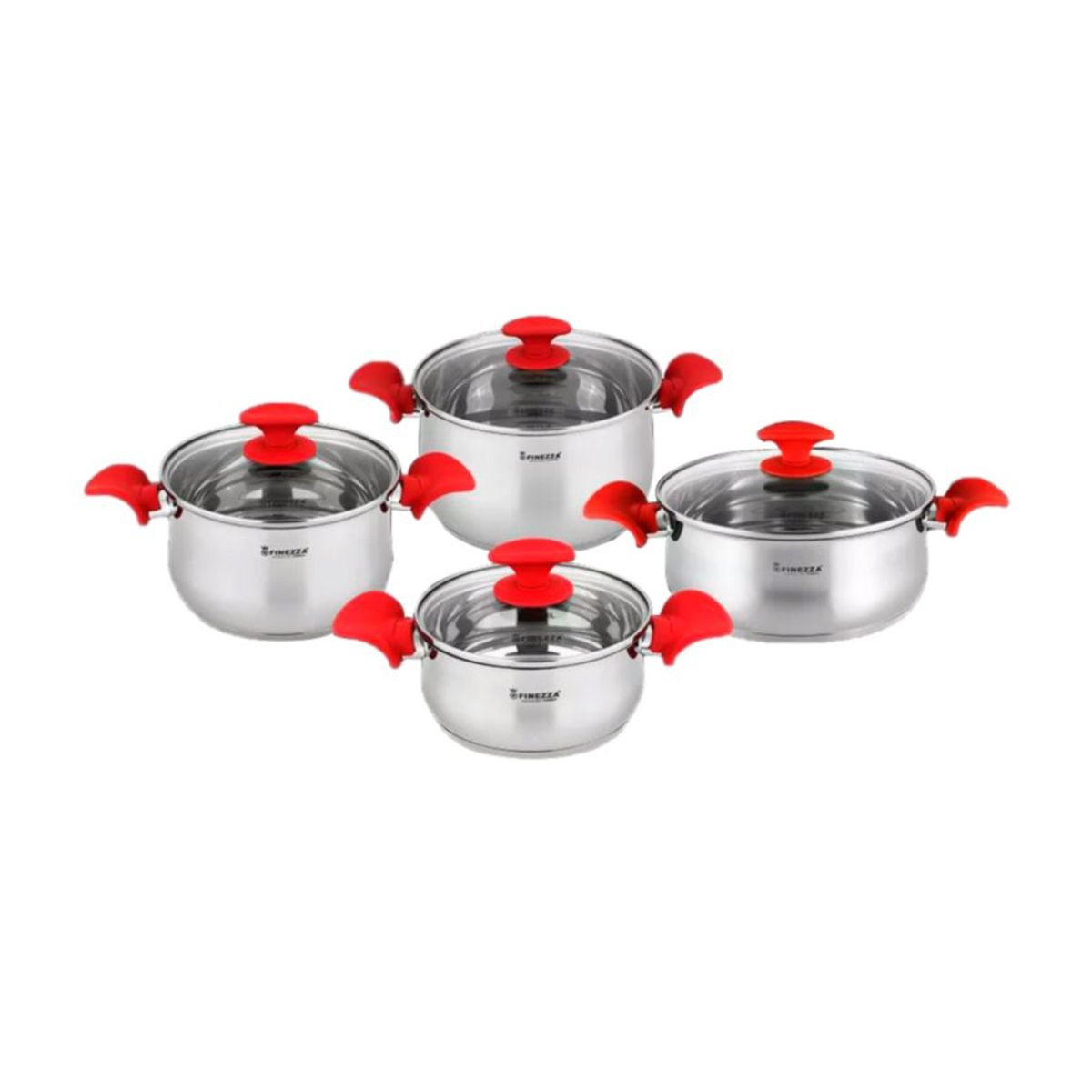 FINEZZA - Juego de Ollas FINEZZA de Acero Inoxidable de 8 Piezas FZ-1012CB-IN