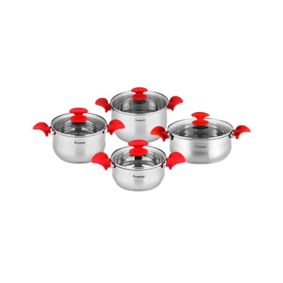 FINEZZA - Juego de Ollas FINEZZA de Acero Inoxidable de 8 Piezas FZ-1012CB-IN