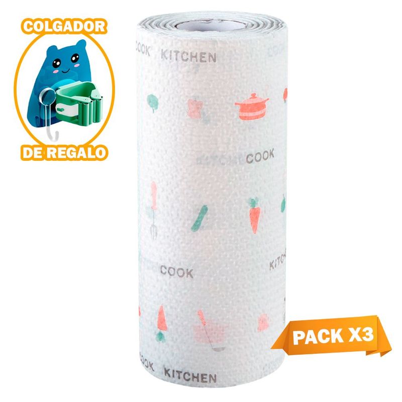 SASHIJA - Pack X3 Papel Toalla Y Organizador Escobas N60 Hámster AZ