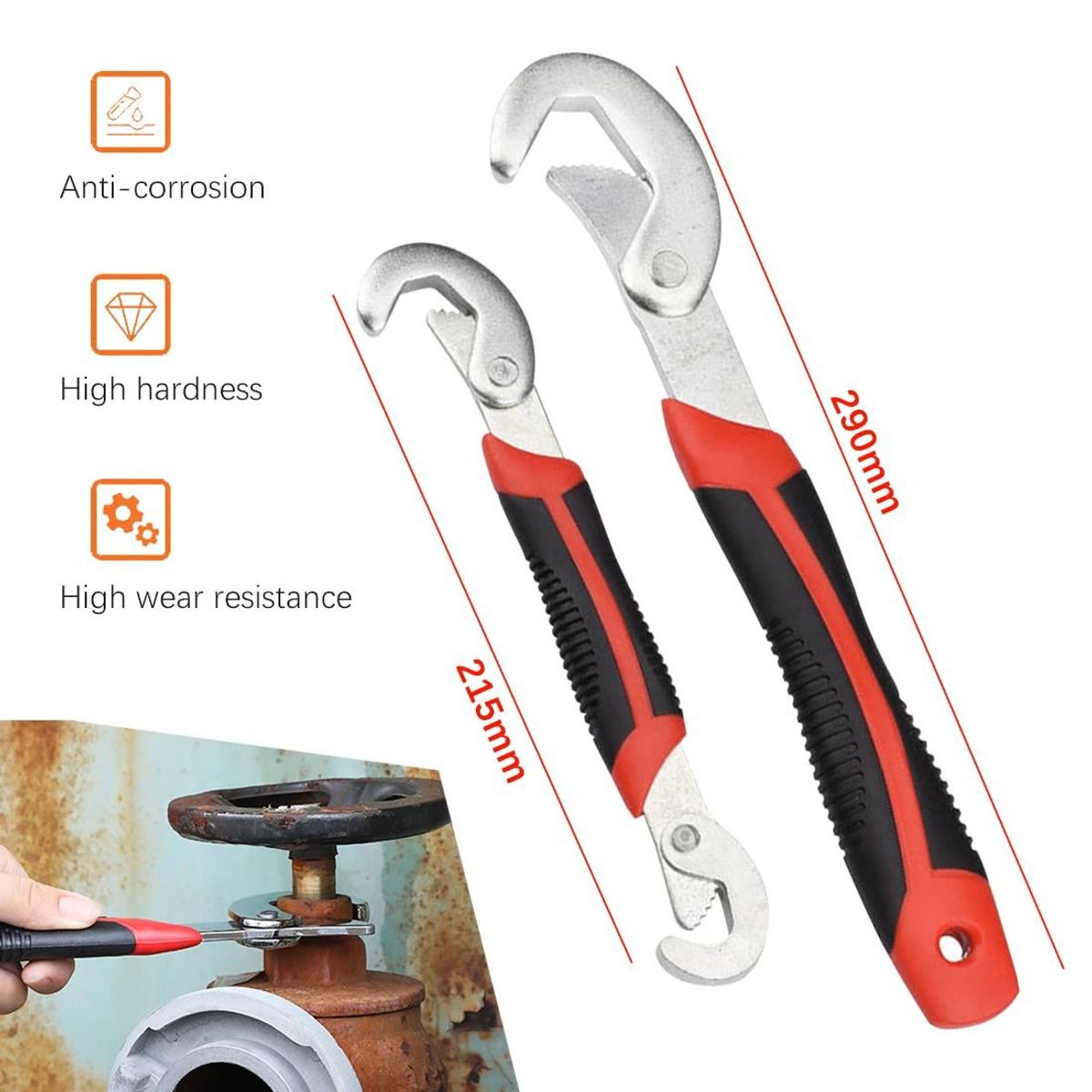 OEM - Juego De 2 Llaves Para Tubo Tuercas Tornillo Multiusos Snap And Grip