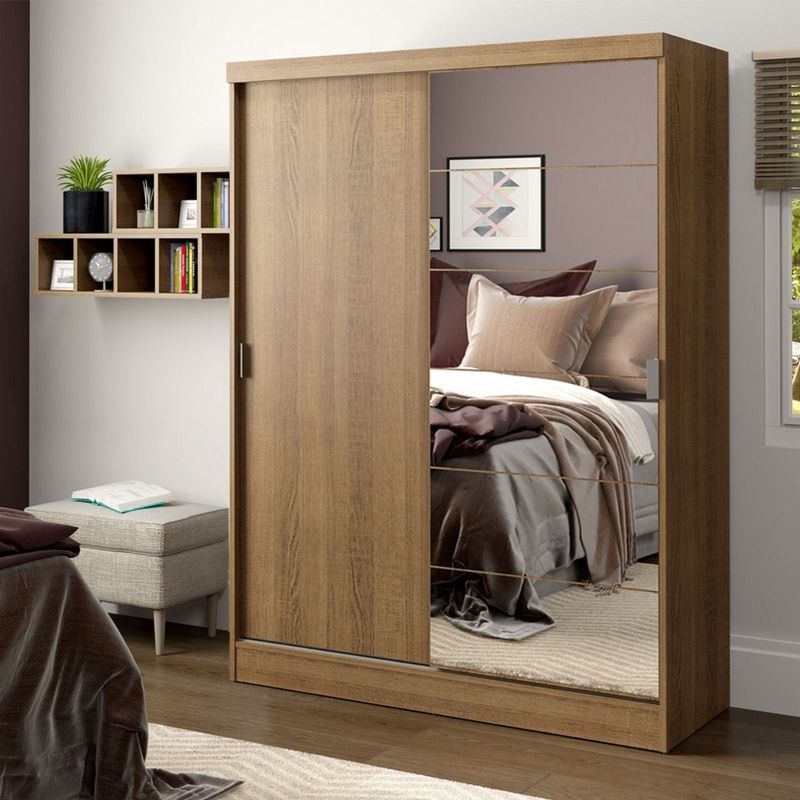PAZART MUEBLES - Ropero 2 Puertas 2 Cajones C/espejo Y Llave Ibiza Rustic