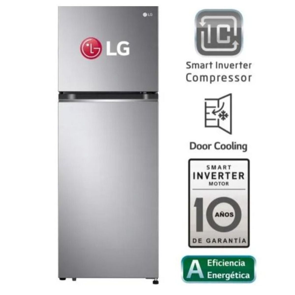 LG - Refrigeradora LG Top Freezer GT24BPP No Frost 241L Plateada