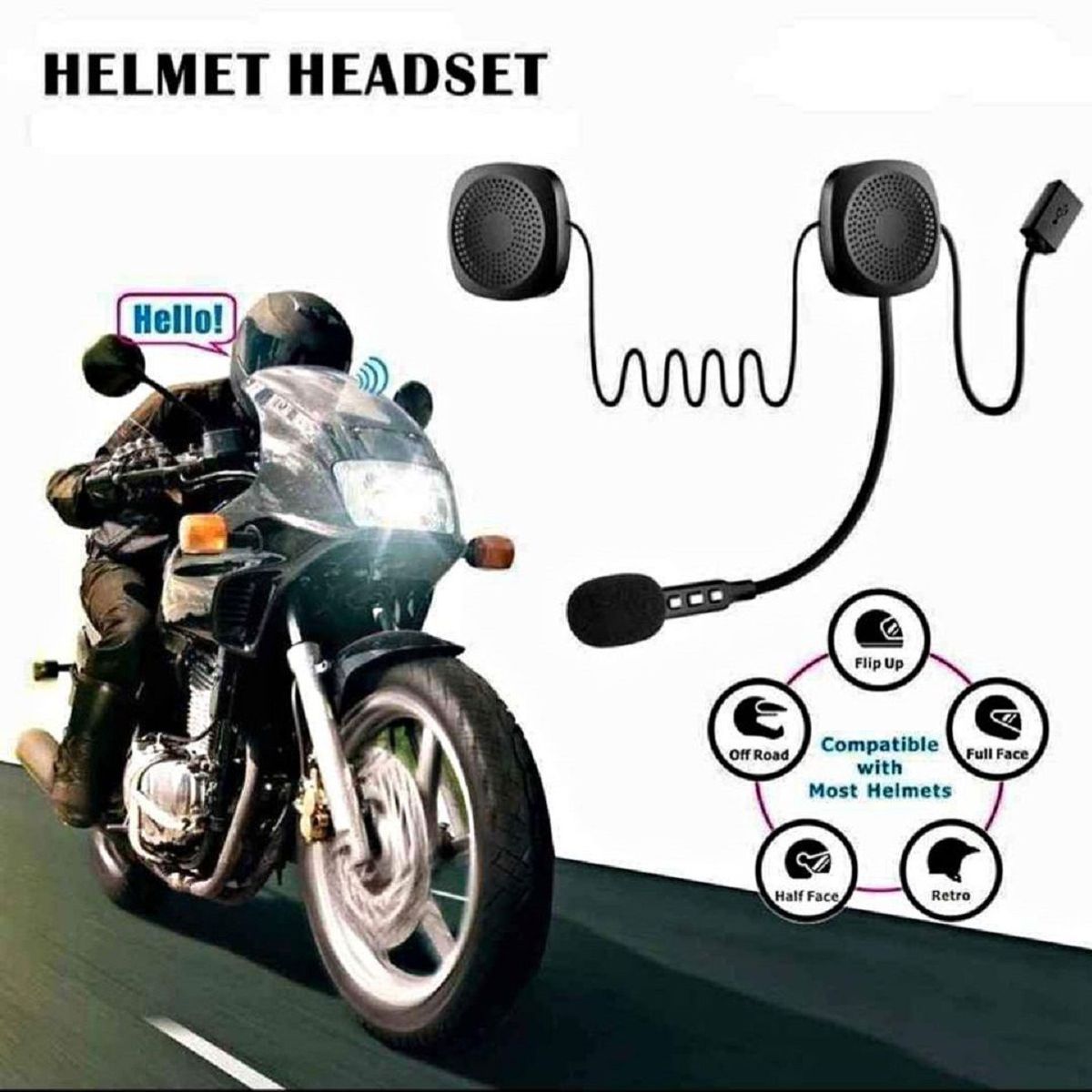 SEISA - Audífono Bluetooth Exclusivo Para Casco De Moto SK-BB04