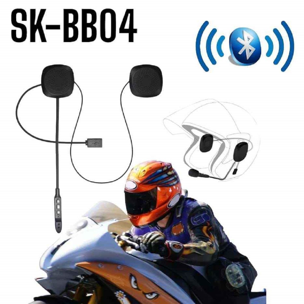 SEISA - Audífono Bluetooth Exclusivo Para Casco De Moto SK-BB04