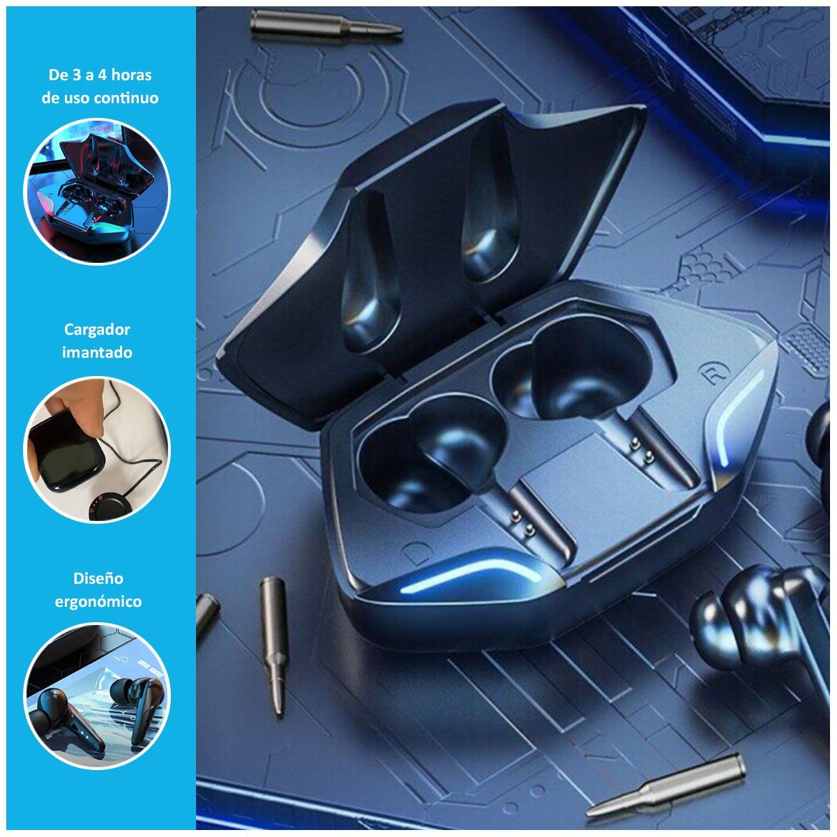 SASARU - Audífonos Gamer Inalámbricos G11  Smartwatch Pro T900 Pro Max L Negro