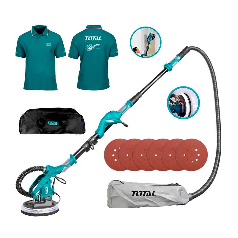 TOTAL TOOLS - LIJADORA DE PARED Y TECHO 1050W DRYWALL TOTAL + 6 LIJAS + POLO