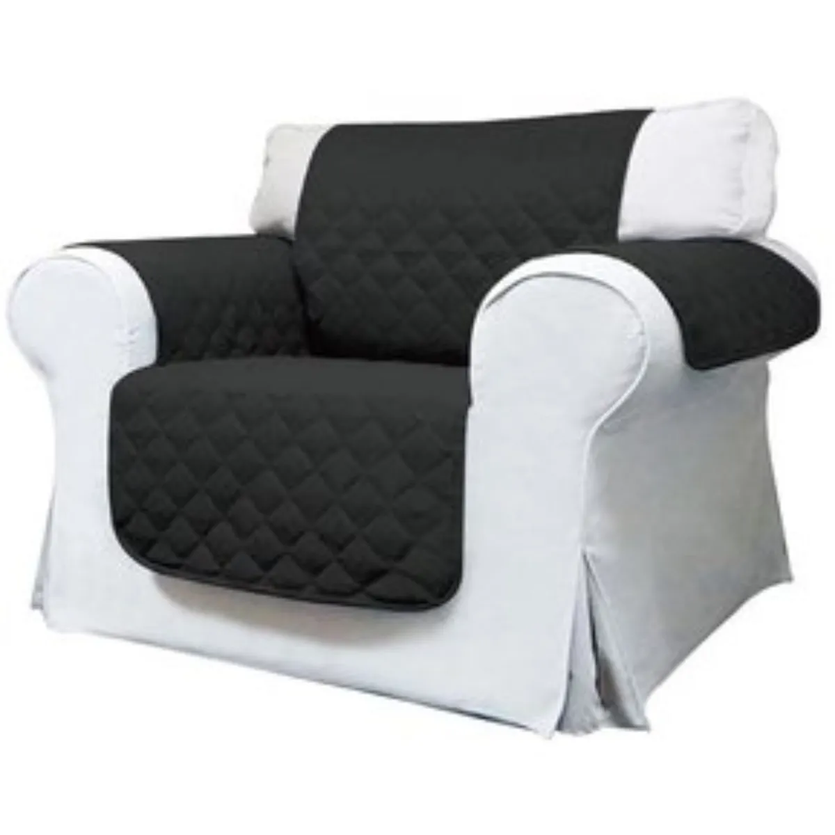 GENERICO - Cobertor de 1 cuerpo reversible Negro con gris