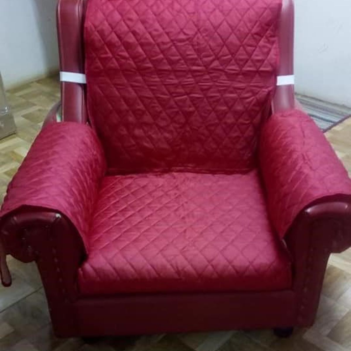 GENERICO - Cobertor de 1 cuerpo reversible Rojo vino con Beige