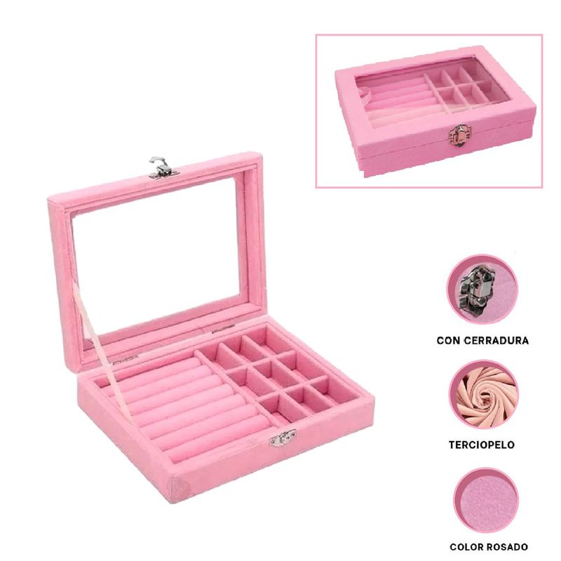 GENERICO - Cofre Organizador de Joyas Rosado