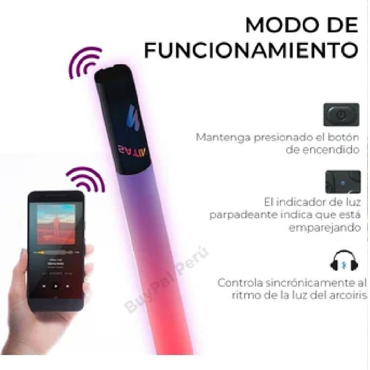 OTTOWARE - Barra Luz LED RGB y Parlante Bluetooth