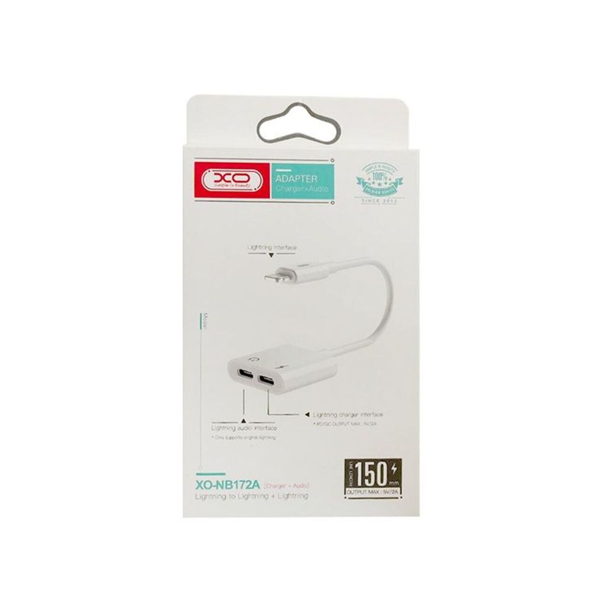 XO SIMPLE IS BEAUTY - Adaptador De Carga De Audio Lightning Y Dual Lightning XO NBR172A