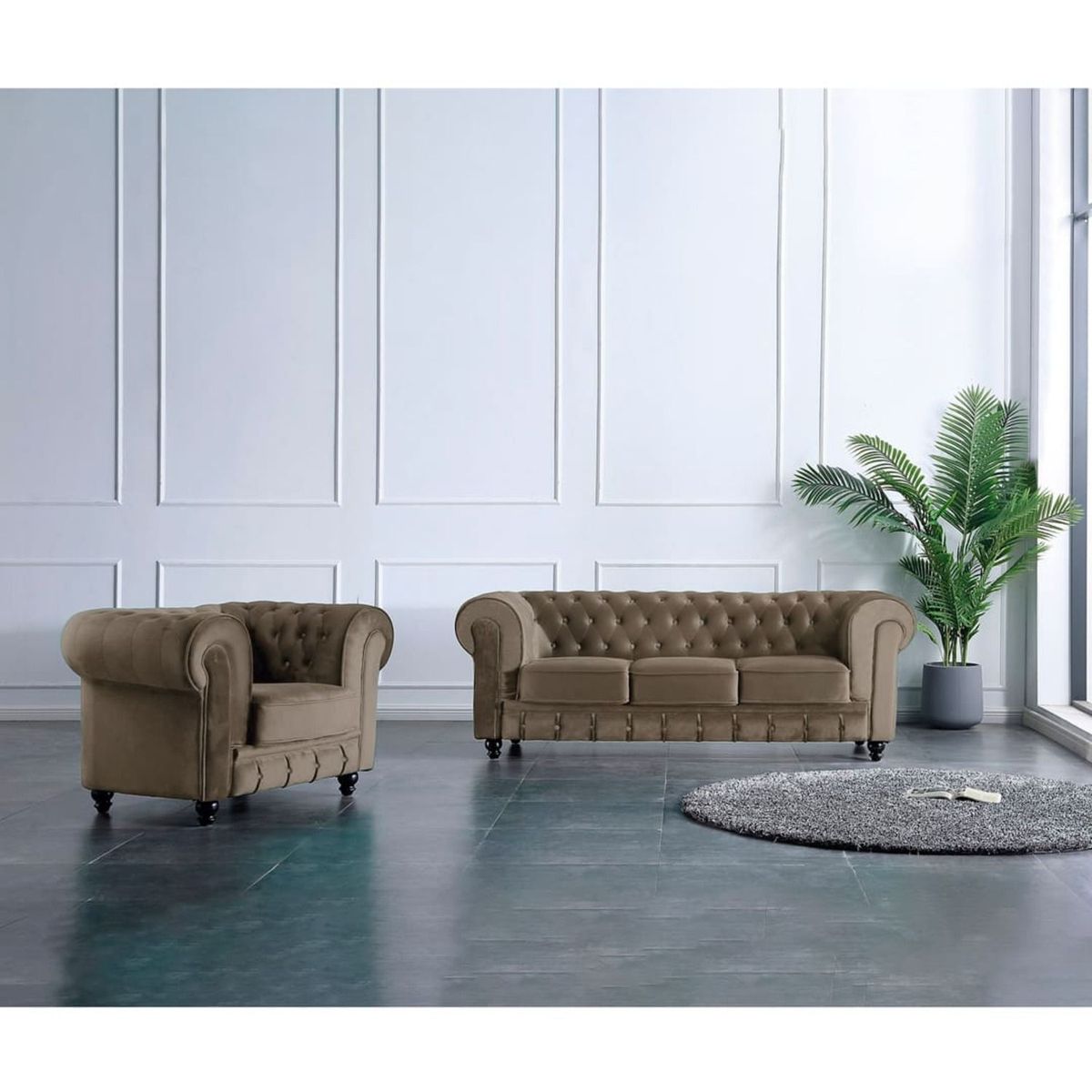 GENERICO - Juego de Sala Chester 3-1 Beige Oscuro