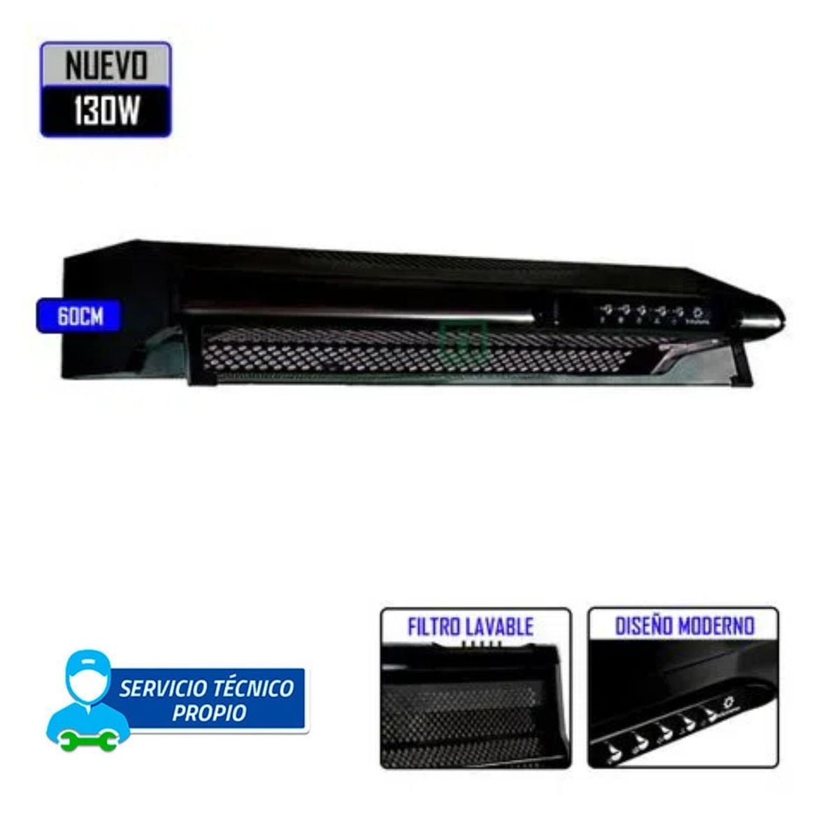 INDURAMA - CAMPANA EXTRACTORA INDURAMA - CEI-602NE 3 VELOCIDADES 60CM  NEGRO