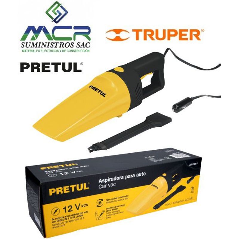 PRETUL - ASPIRADOR de auto de 12v 60w con cable 5m PRETUL