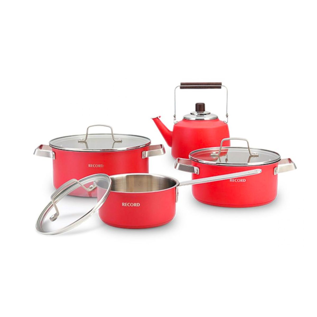 RECORD - Ollas de acero Inox Record FIORENZA 8 Piezas – Rojo