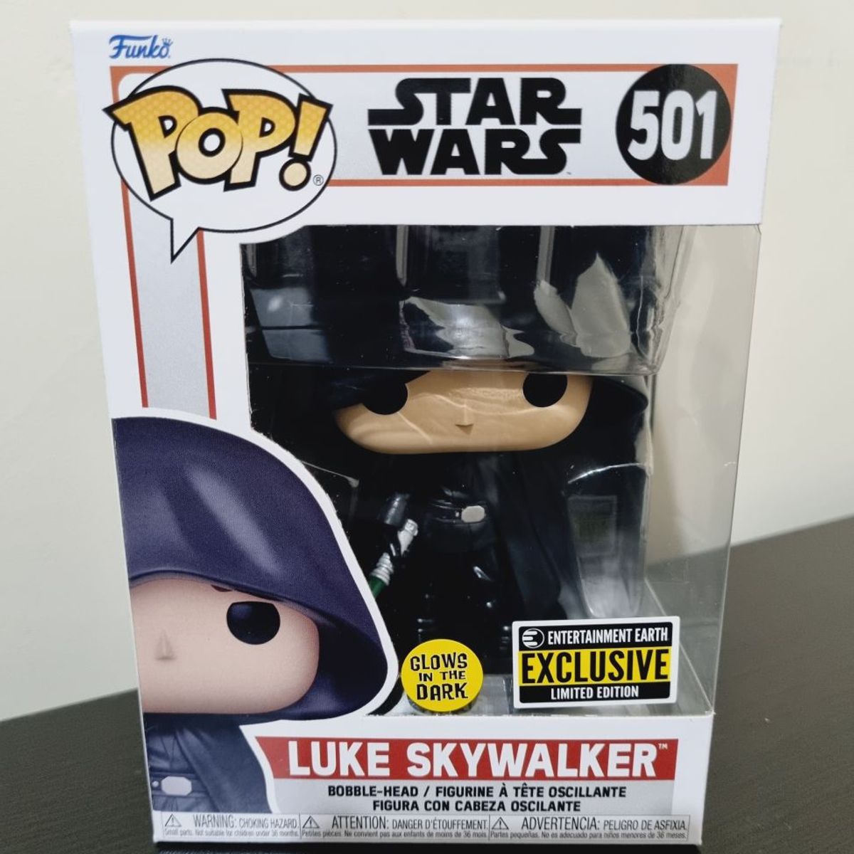 FUNKO - Funko Pop Luke Skywalker Hooded - The Mandalorian GITD Ex EE