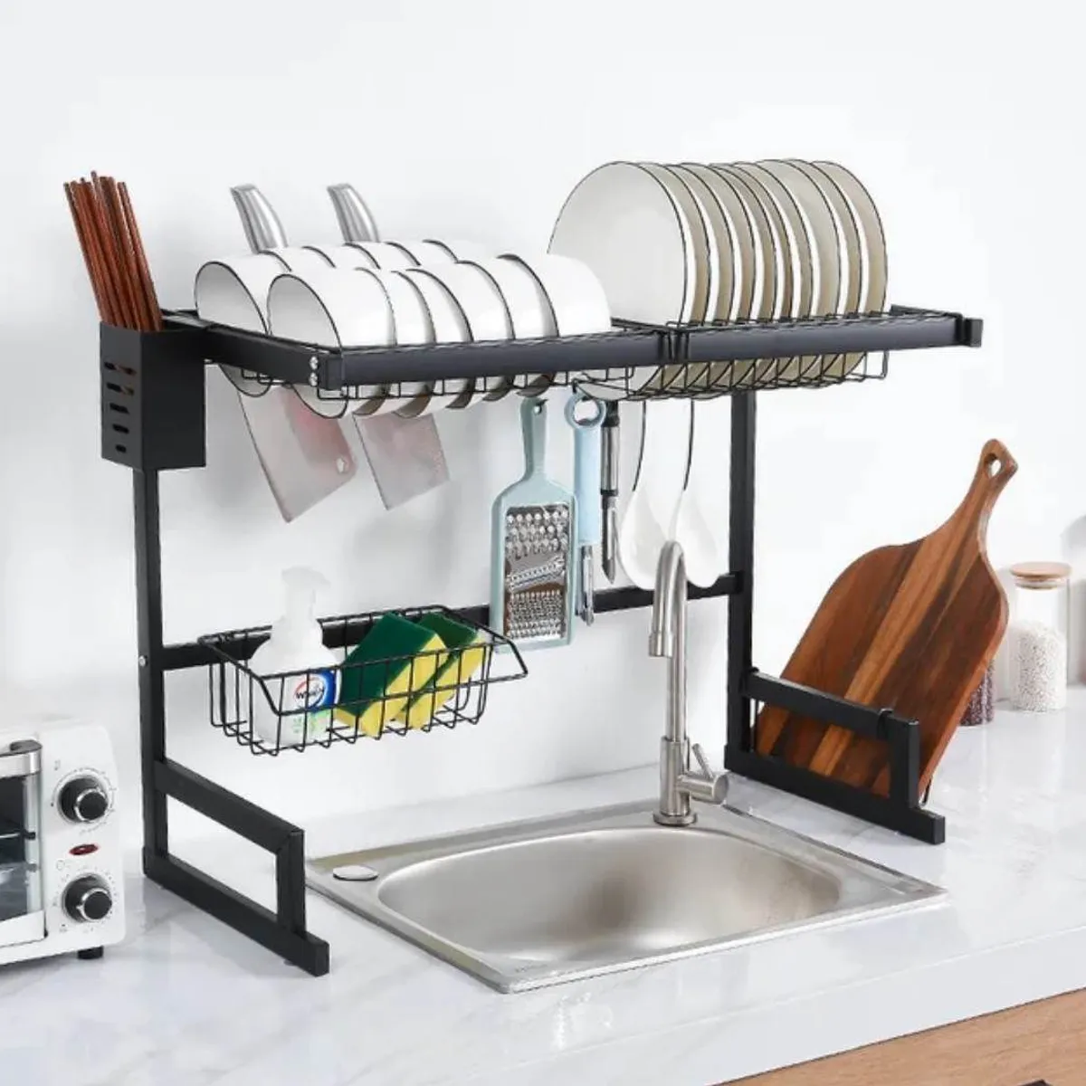 GENERICO - Organizador de Platos 65CM Acero Inoxidable Escurridor de Menaje