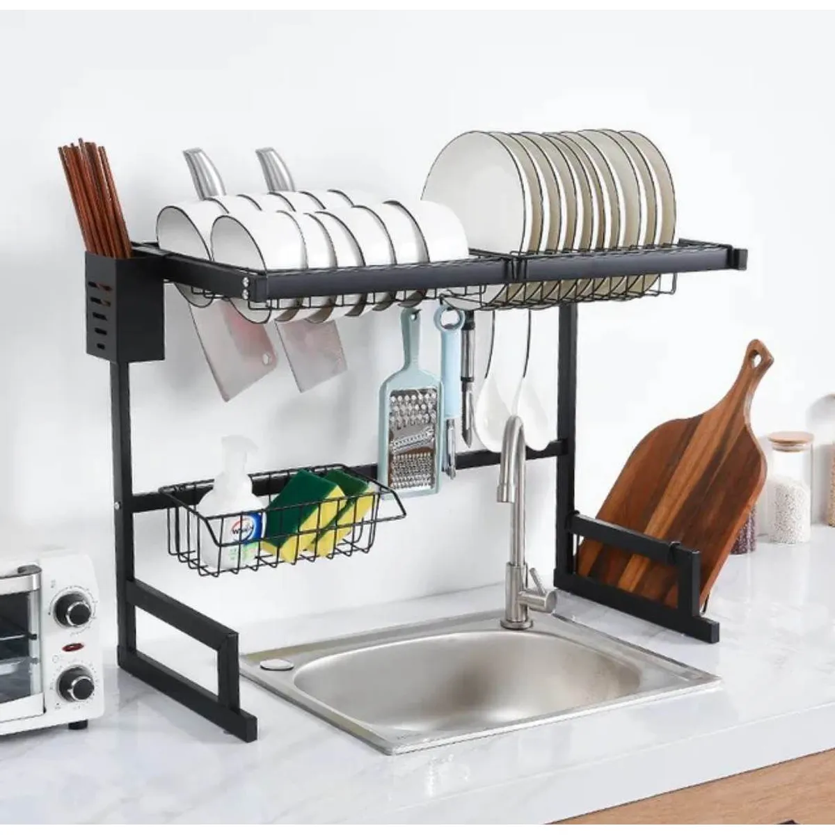 GENERICO - Organizador de Platos 65CM Acero Inoxidable Escurridor de Menaje