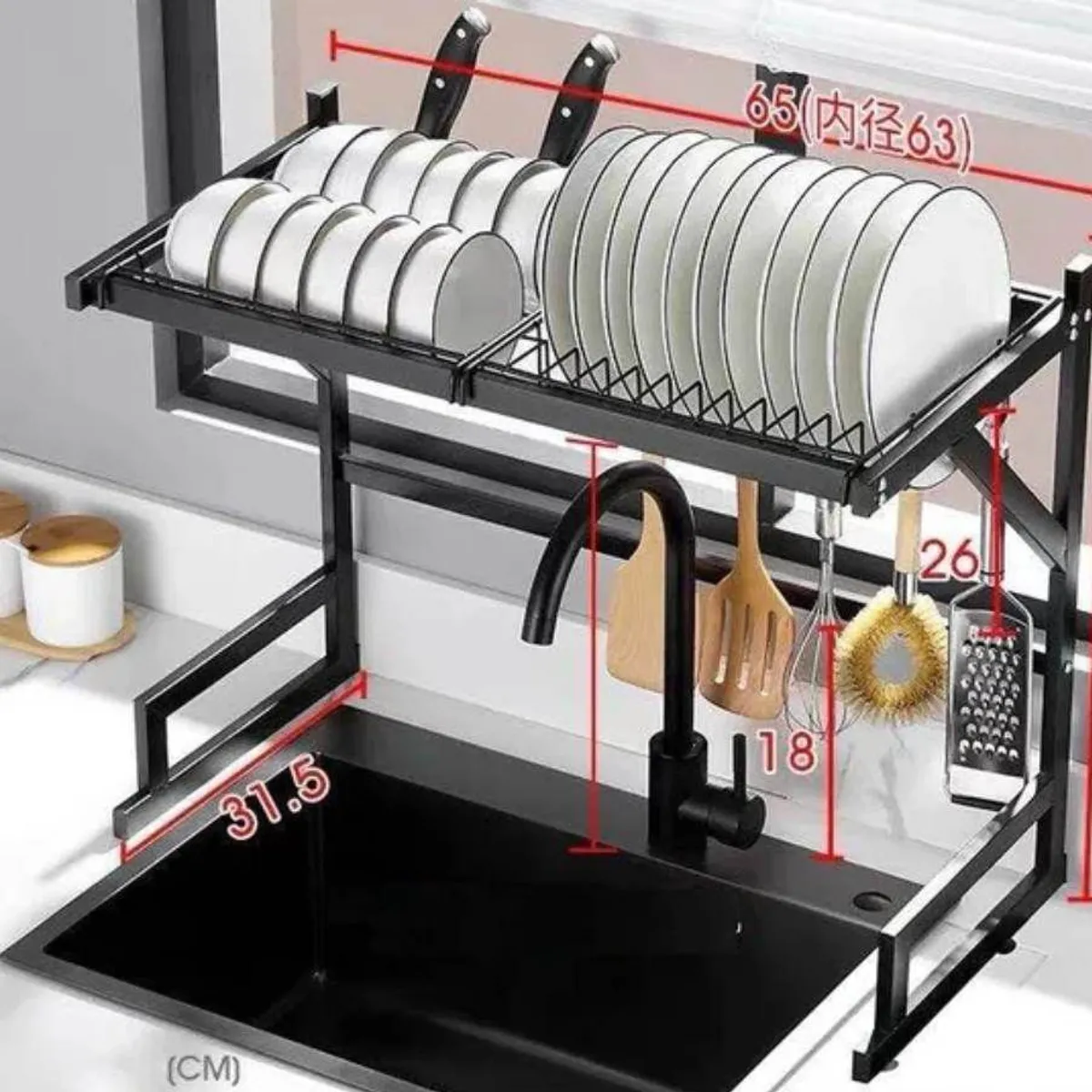 GENERICO - Organizador de Platos 65CM Acero Inoxidable Escurridor de Menaje