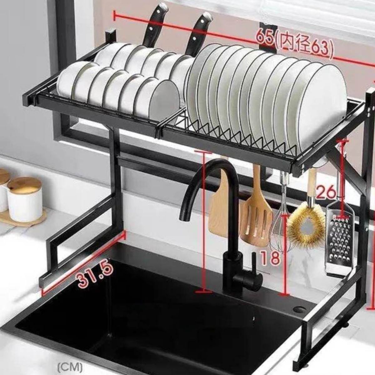 GENERICO - Escurridor de Platos 65CM Acero Inoxidable Organizador de Menaje