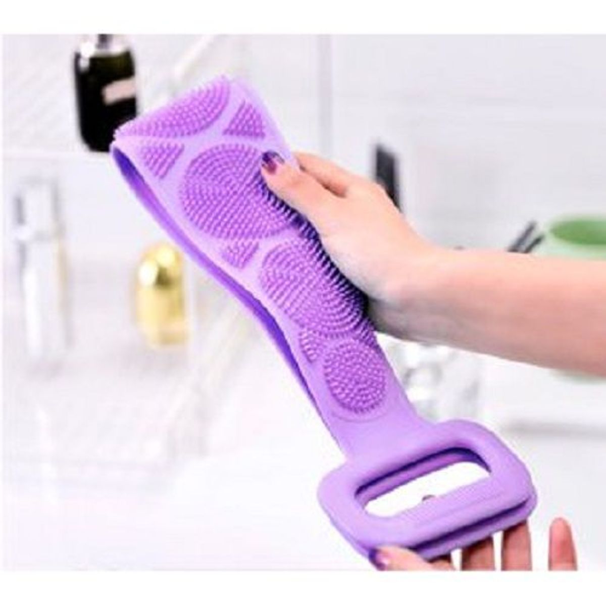 GENERICO - CEPILLO MASAJEADOR CORPORAL DE SILICONA PARA BAÑO O DUCHA ROSADO