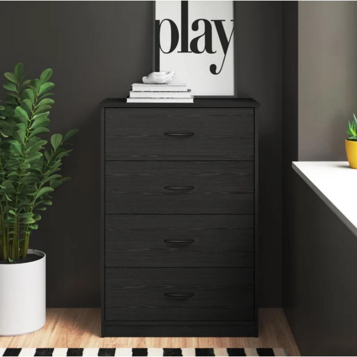 VENTITAS HOME - Cómoda Priyanka 4 Cajones Ventitas Home Roble Negro